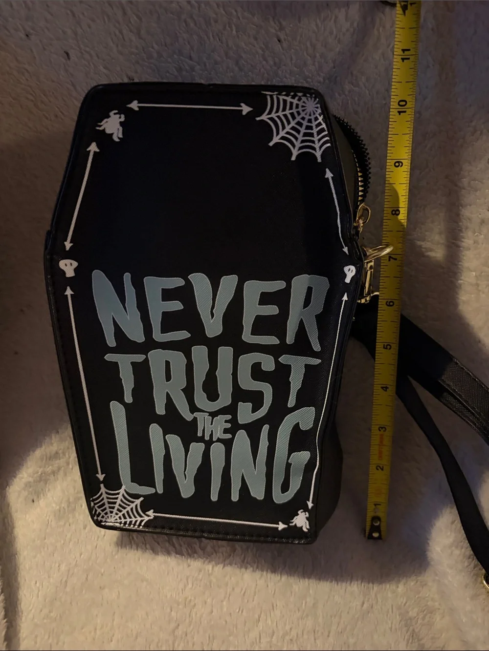 Never Trust The Living Coffin Wristlet Bag - Black